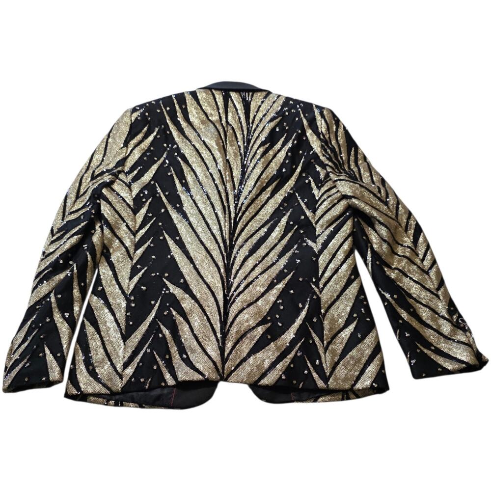Spirit Halloween Gold Black Sequin Blazer Jacket Men XL NWT Showman Costume - Picture 2 of 9